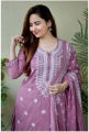Fabdale Lavender Embroidered A-Line Kurta Pant Salwar Suit with Dupatta | Festive & Party Wear (RYEX-022). 