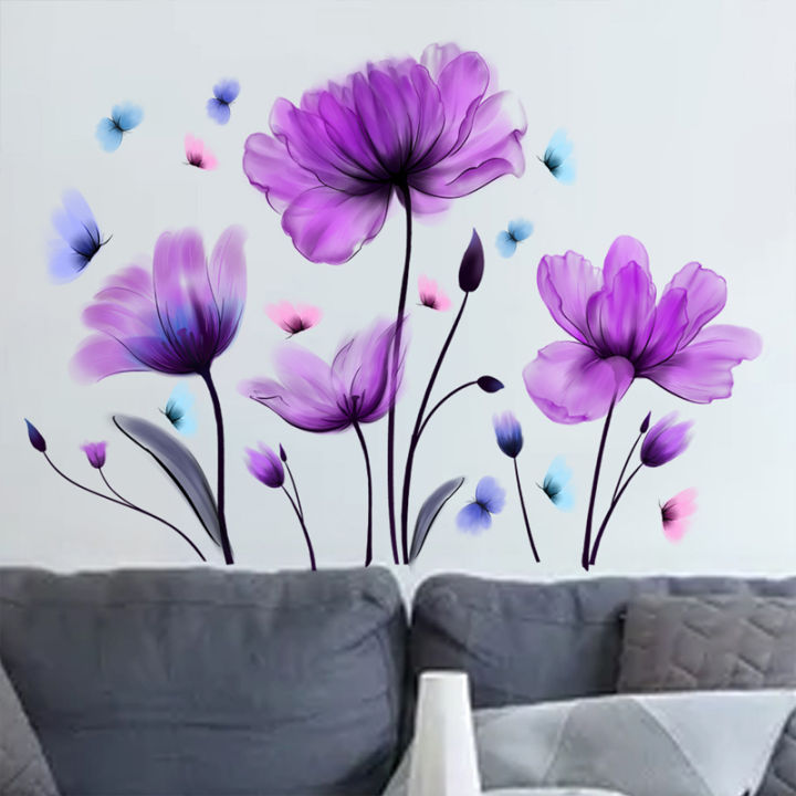 Wall%20Stickers%20Purple%20Flowers%20Home%20Room%20Decoration%20Bedroom%20Living%20Room%20Adhesive%20Bathroom%20Wall%20Furniture%20Door%20House%20Interior%20Decor%20-%20Image%205