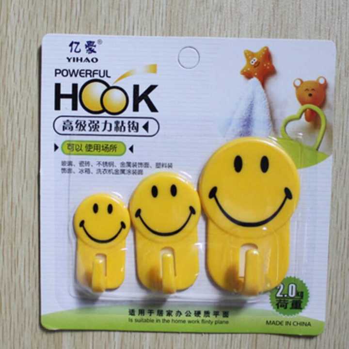 Wall%20Hook%20/%20Holder%20Smiley%20Face%20Strong%20Sticker%20Gadget%203%20Pcs%20-%20Image%204