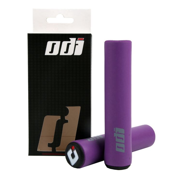JINMY%20ODI%202%20Pair%20Bicycle%20Grip%20Silicone%20Handlebar%20Grips%20Shock-Absorbing%20Soft%20Mountain%20Bicycle%20Grip%20Bike,Purple%20&%20Black%20-%20Image%202