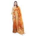 Mustard Yellow Color Dola Silk Saree With Blouse For Women. 