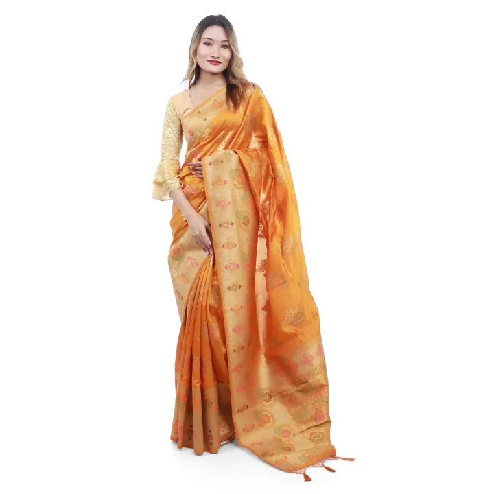 Mustard%20Yellow%20Color%20Dola%20Silk%20Saree%20With%20Blouse%20For%20Women%20-%20Image%202