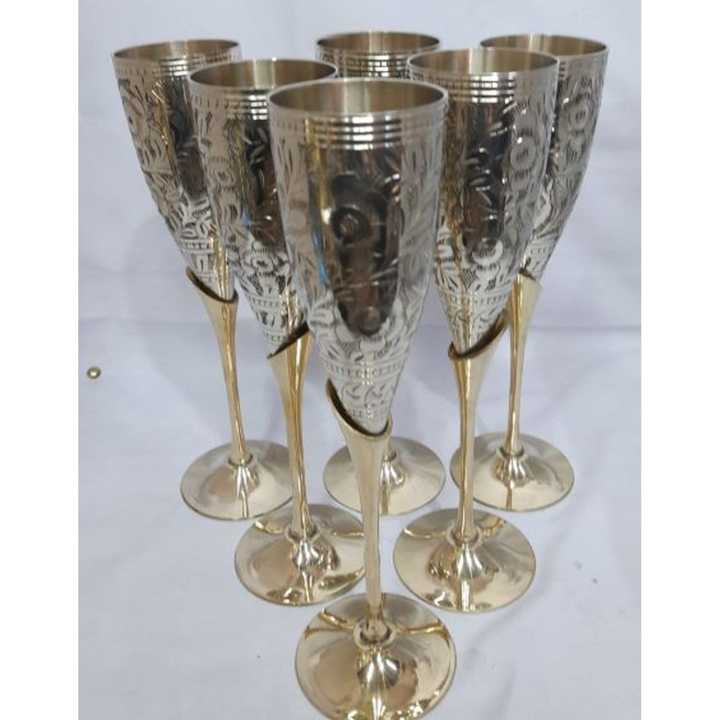 Bronze Wine Glass Set Of Six Height 9 Inch Weight 1.600 Kg Handicraft Creation