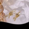 Korean Fashion Delicate Flower Inlay Zircon Dangle Earrings For Women Birthday Party Fashion Custom Jewelry. 