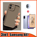 3in1 Samsung A07 Phone Case for Samsung A17 A06 A16 Soft Ceramic Screen Protector Film + Camera Lens Film. 