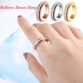 【VisioN Super Shop】Full zircon rotatable stress rings for men luxury jewelry anxiety stress stainless steel couple ring. 