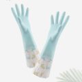 Long Sleeve Latex Kitchen Wash Dish-washing Gloves. 