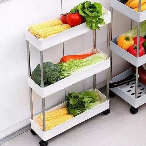 Three Layer Storage Rack 3 Layer Movable Storage Rack Space Saving Organizer with Wheel | Daraz ...