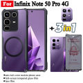 Infinix Note50 Pro Shockproof Phone Case With Magnetic Wireless Charging Sticker For Infinix Note 50 Hot 50 Pro Hot 50i X6531 Privacy Tempered Glass Screen Protector and Lens Film. 