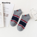 Wenefang 5 Pairs Of Mens Casual Boat Socks Simple Sweat Absorbing Portable Breathable Vertical Bar Parallel Bars Ovement Tube Socks. 
