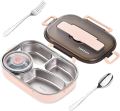 Stainless Steel Insulated Lunch Box With Compartments, Large Size 5 Compartments With Soup Bowl Spoon Fork. 