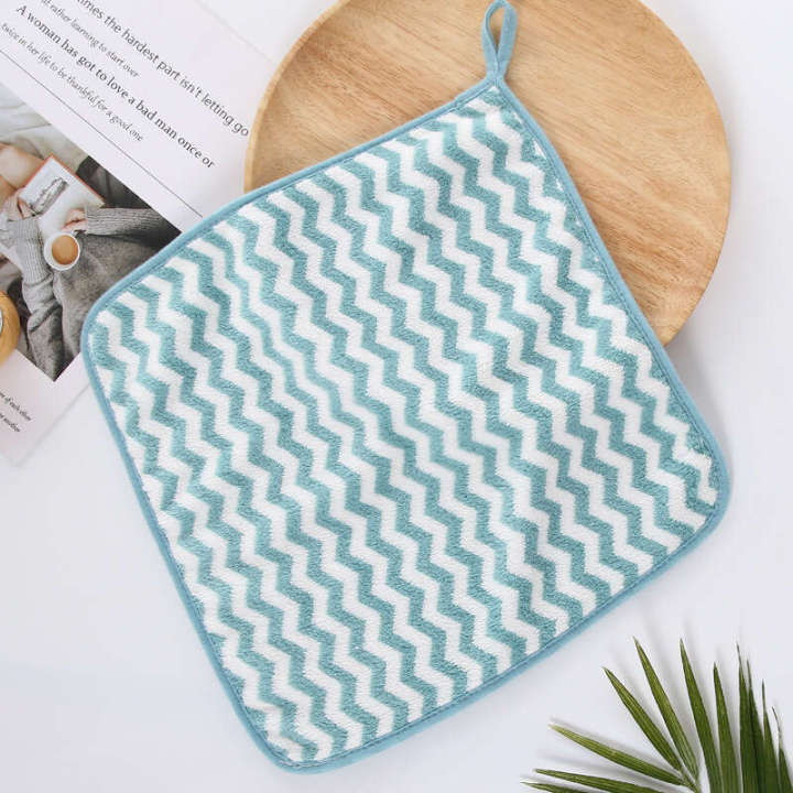 Warp%20Knitted%20Coral%20Fleece%20Color%20Stripe%20Square%20Absorbent%20Non-Shedding%20Baby%20Hand%20Household%20Face%20Towel%20-%20Image%209