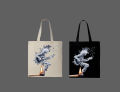 Smoke Guitarist Printed Tote Bag– Black & White. 