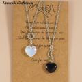 Yuanyan 1 Pair Natural Quartz Crystal Hexagonal Column Heart Pendant Necklaces Moon Couple Necklace Valentine's Day Gift. 