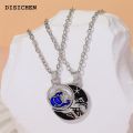 DISICHEN Sales promotion Cute Sun And Moon Pendant Necklace Blue Black Colors Mountain Sea Wave Chain Choker For Lovers Couple Best Friends Party Gift. 