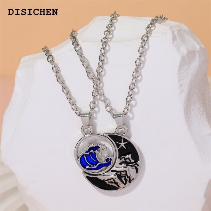 DISICHEN%20Sales%20promotion%20Cute%20Sun%20And%20Moon%20Pendant%20Necklace%20Blue%20Black%20Colors%20Mountain%20Sea%20Wave%20Chain%20Choker%20For%20Lovers%20Couple%20Best%20Friends%20Party%20Gift%20-%20Image%203
