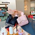 Wenefang Anrushide Fashion inlaid rabbit ears mini bag PU headphone bag For Airpods 2025 New 4 Pro 2 3 2and1Case universal Portable coin purse with keychain. 