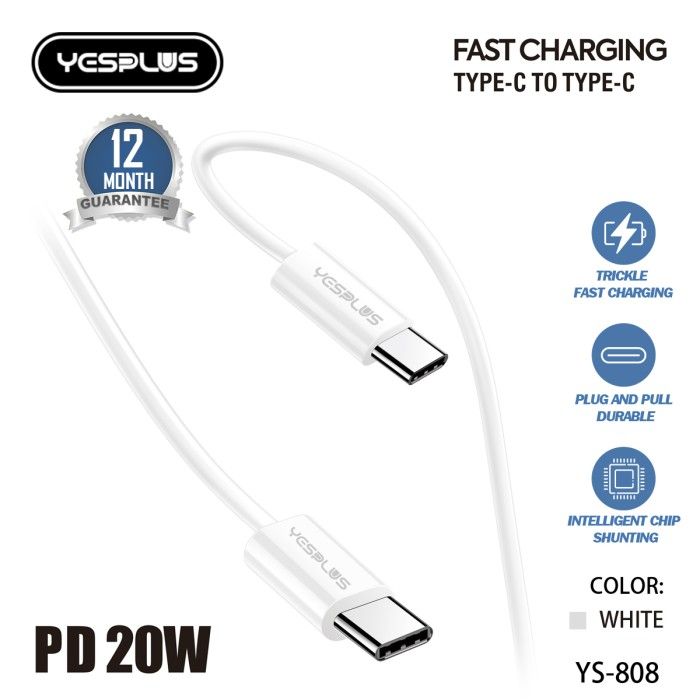 Yesplus%20YS-808,%20Type-C%20To%20Type-C%20PD20W%20Fast%20&%20Quick%20Data%20And%20Charging%20Cable,%20Yesplus%20USB%20C%20To%20Type-C%20Data%20&%20Charging%20Cable%20-%20Image%203
