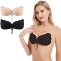 Women's Strapless Bra Self Adhesive Silicone Invisible Push-up Bras Reusable Sticky Backless Women Bra Black Free Size Thread Butterfly Black. 
