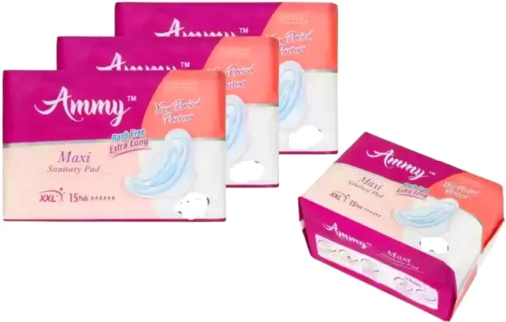AMMY%20Xl%20Advanced%20Dry%20Maxi%20All%20Night%20Cottony%20Soft%20Ultra%20Thin%20Womens/Girls%20Sanitary%20Pads%20with%20Wings%20(Napkins)%20-Wings%20(18%20Pieces,%20275mm)%20-%20Image%203