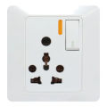 Switch Combined Power Socket With Indicaror, 220V, 6/16A 3*3 Size White With And Without Box. 