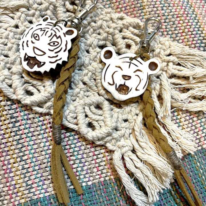 Handmade Carving Tiger Keychain/Keyholder/Bag Charm Available in ...