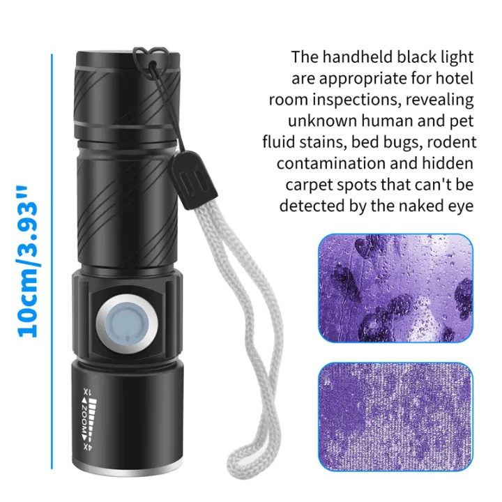 395Nm%20UV%20Light%20Flashlight%20Blacklight%20USB%20Rechargeable%20LED%20Flashlight%20Waterproof%20Inspection%20Pet%20Urine%20Torch%20Lamp%20-%20Image%207