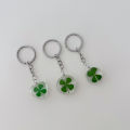 1PCS New Green Lucky Four Leaf Clover Keychain Lucky Clover Glass Pendant Phone Strap Cologo. 