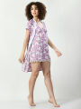 Satin Knee Length Nightwear with Printed Gown (DNW-37). 