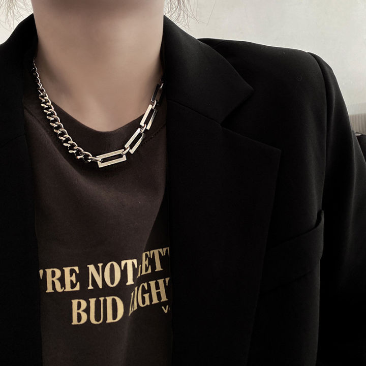 Sweet Chain Sweater Shirt T White Assembly Men's Necklace Steel Thick Hardware Cuba] Original [Global Best-Selling Titanium Women's Hip Hop Clavicle Chain Cool Accessories
