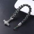 Ancient Norse Bracelets Thor Mjolnir Paracord Amulet Runes Beads Hand Made Rope Wrap Bangles Gift. 
