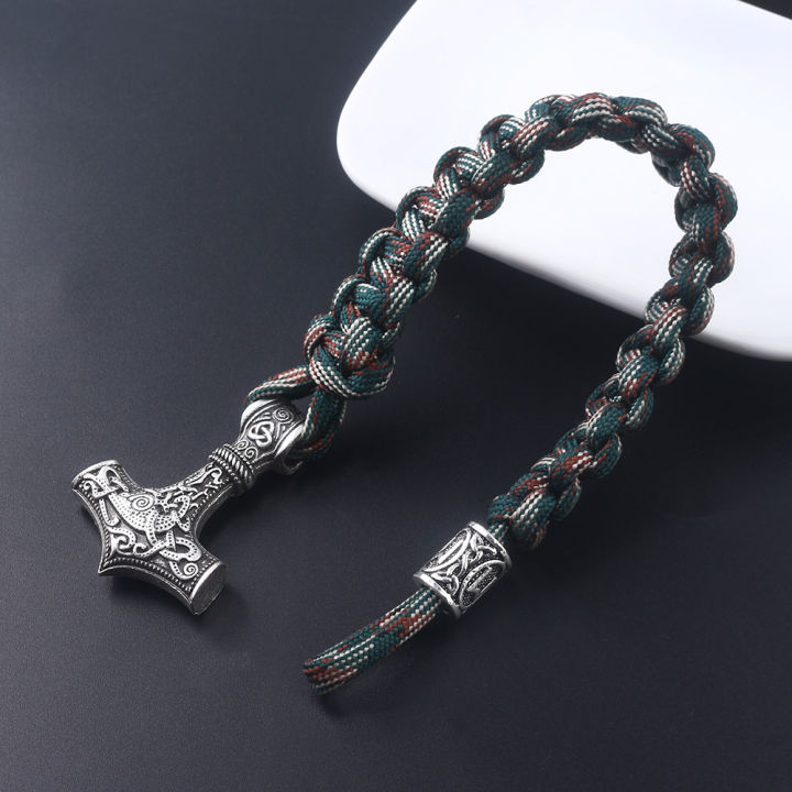 Ancient%20Norse%20Bracelets%20Thor%20Mjolnir%20Paracord%20Amulet%20Runes%20Beads%20Hand%20Made%20Rope%20Wrap%20Bangles%20Gift%20-%20Image%204