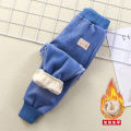 Children's sports pants new boys and girls baby cashmere pants autumn and winter wear thick casual warm pants. 