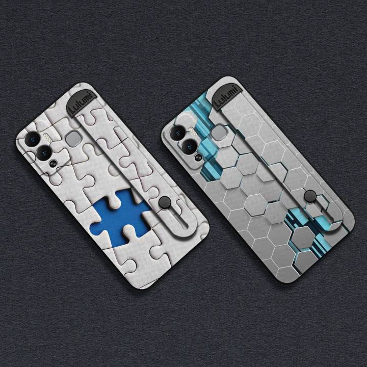 Back%20Cover%20Geometry%20Phone%20Case%20For%20infinix%20Hot12%20Play/NFC/X6816C%20Personality%20Masculine%20Kickstand%20Silicone%20Wrist%20Strap%20-%20Image%205
