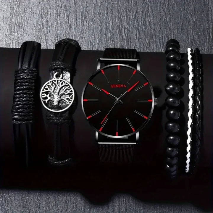 New%20specials%205pcs/set,%20Mens%20Stainless%20Steel%20Quartz%20Watch%20and%20Bracelet%20Set%20-%20Durable%20Precise,%20and%20Comfortable%20Accessory%20forBusiness%20and%20Sports%20-%20Image%202