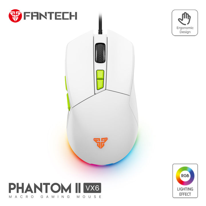 Fantech Phantom II VX6 Macro Gaming Mouse-Neon White