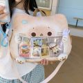 Portable Zipper Bag Kawaii Biscuit Cat Itabag Cotton Doll Bag Idol Merchandise Storage Transparent Pocket Badge Storage Bag Small Item Bag Fashion Backpacks Gift. 