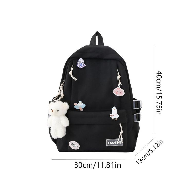 Bear%20Pendant%20Solid%20Color%20Backpack%20Cute%20Badge%20Large%20Capacity%20Shoulder%20Bag%20Handbag%20Students%20School%20Bag%20Students%20-%20Image%204