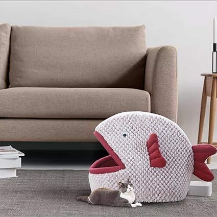 Fish%20Shaped%20Cat%20Small%20Size%20Cat%20Bed%20Maroon%20Nest%20By%20HAMROPETS%20-%20Image%206