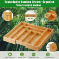ARELENE Bamboo Expandable Drawer Organizer, Silverware Organizer for Kitchen, Silverware, Cutlery and Makeup Drawers.. 