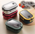 1200ml Lunch Bento Box Foldable Handle Double Layers 2 Tiers with Spoon and Fork No Ratings. 