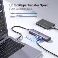 USB C to Ethernet Adapter, 4 in 1 Multiport Hub with Gigabit RJ45, 3 x USB 3.0 Ports. 