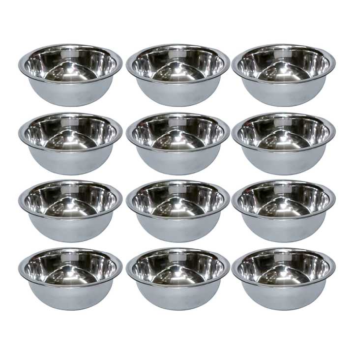 Set Of 12 Stainless Steel Plain Bowl 4.5"