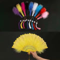 Lolita Feather Folding Fan Japanese Sweet Fairy Girl Dark Gothic Court Dance Hand Fan with Pendant Gift Wedding Party Decoration. 