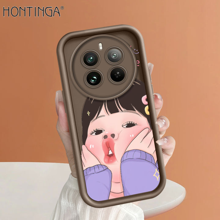 Hontinga for Realme 12 Pro Plus 12 Pro 5G Back Cover Cute Girl Pattern Ladder Soft Camera Protection Rubber Phone Case