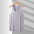 Men's Seamless Vest Sleeveless V-Neck Free-Cut Ice Silk Tight-Fit Sports Hurdle Super Elastic Summer Slim-Fit. 