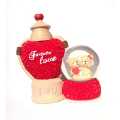 Red Colored Forever Love Design Water Globe/Showpiece/Water Ball/Glitter For Valentine. 
