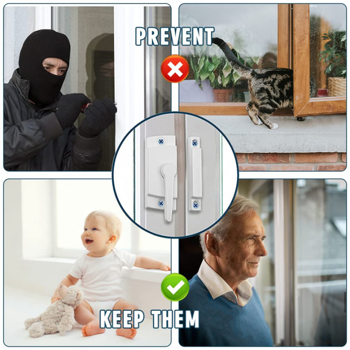 NAMUNY%204%20Pack%20Window%20Sash%20Locks,%20Window%20Latches%20Replacement%20Sash%20Locks%20White%20Fits%20Horizontal%20Sliding%20Window%20-%20Image%205