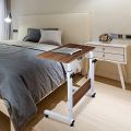 Portable Laptop Table with Wheels - 60x40cm Adjustable Wooden Desk, Computer Table with Hook, Height Adjustable for Home Office, Bedroom, Living Room. 