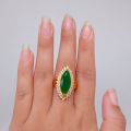 Abhushan Gallery Panchadhatu Gold Plated Adjustable Single Green Stone Ring With Multiple Stone For Women. 